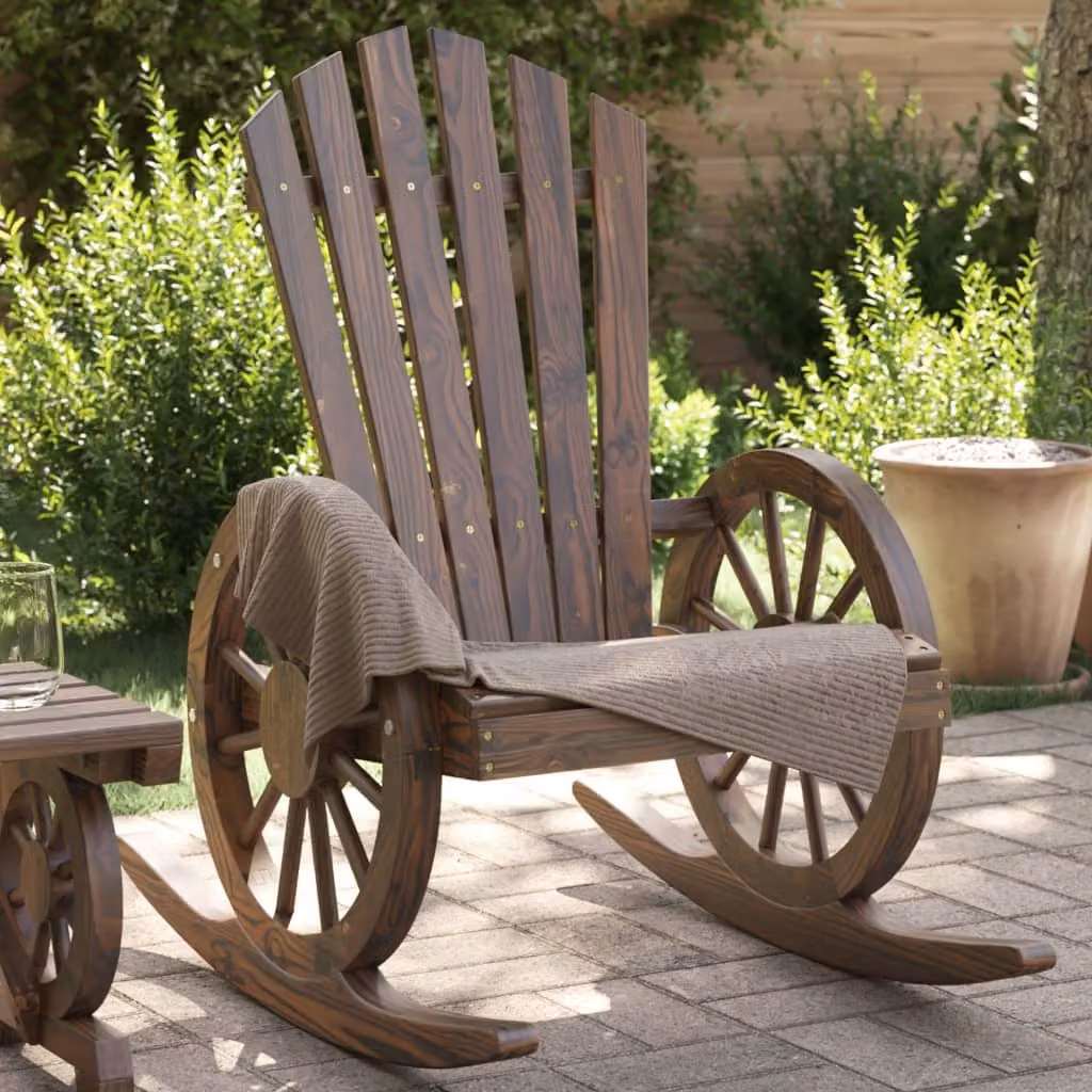 Sedia a dondolo Adirondack vidaXL in legno di abete massello marrone per giardino e terrazzo
