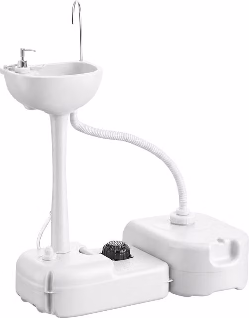 Lavabo Portatile con Ruote Xylo Bianco L: 83 cm, P: 50 cm, H: 103 cm