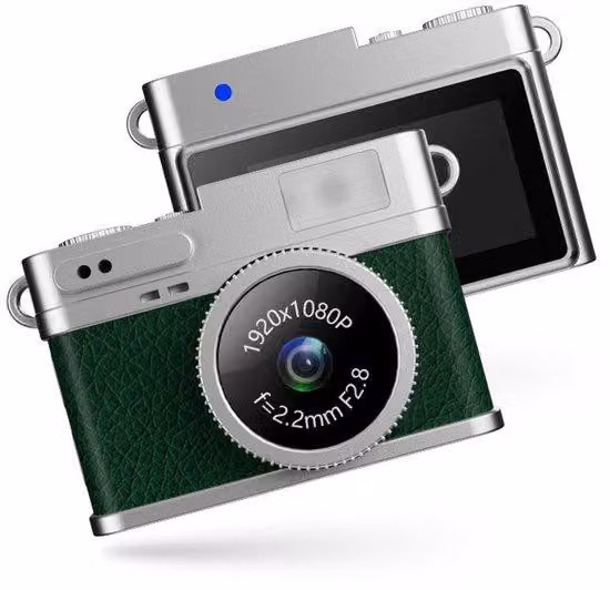 Mini fotocamera digitale con display da 0,96 pollici - 1080p - filtri retrò - con scheda SD da 32 GB e adattatore OTG inclusi - portatile - videocamera - regalo per bambini e adulti - verde