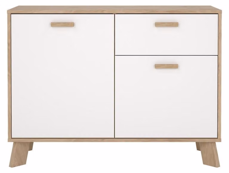 Calicosy - Credenza 2 ante, 1 cassetto rovere decorativo e bianco L98,7 cm - STORM