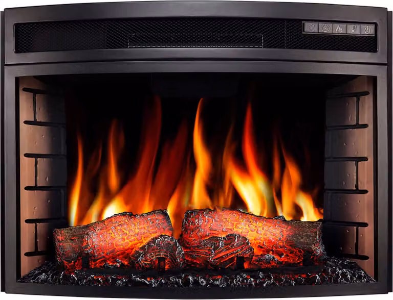 ArtiFlame AF25 Panoramic: caminetto elettrico da incasso con riscaldamento da 1600 W, effetto fiamma 3D realistico, illuminazione a LED, telecomando, colore nero