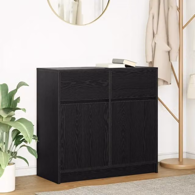 Credenza Design Mania con Cassetto in Legno Multistrato Nero, L: 80 cm, P: 34 cm, H: 76 cm – 1