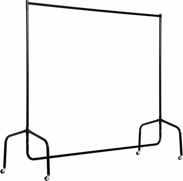 Appendiabiti Rella HOMCOM in metallo nero con rotelle, Stand per vestiti L: 150 cm, P: 60 cm, H: 170 cm