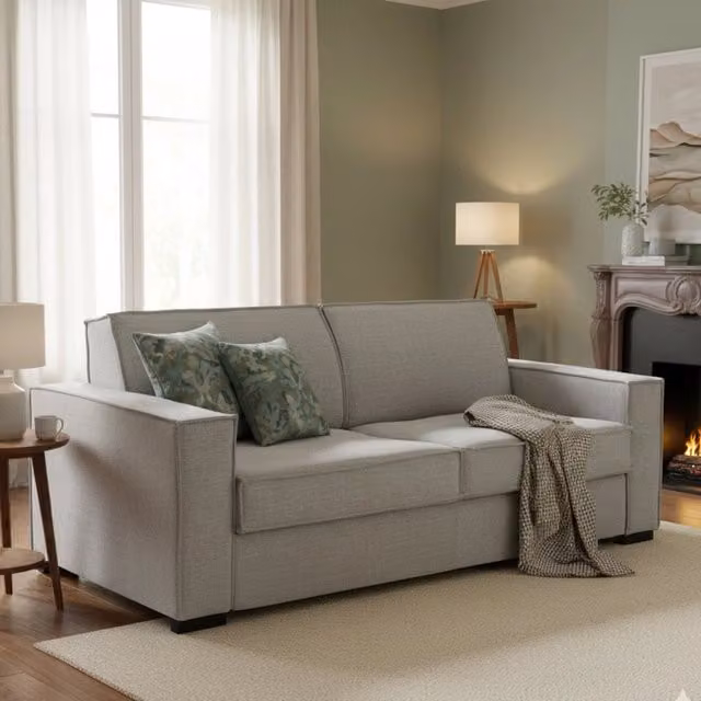 Divano Letto Alano Talamo Italia, Divano 2 Posti con Apertura Girevole per Soggiorno, Rivestimento in Tessuto Grigio, L: 180 cm, P: 95 cm, H: 90 cm