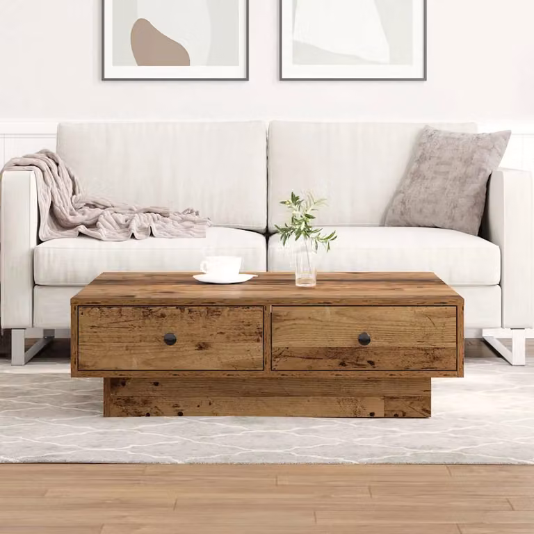 vidaXL Tavolino da salotto quadrato in legno marrone L/P/H: 90 x 90 x 28 cm