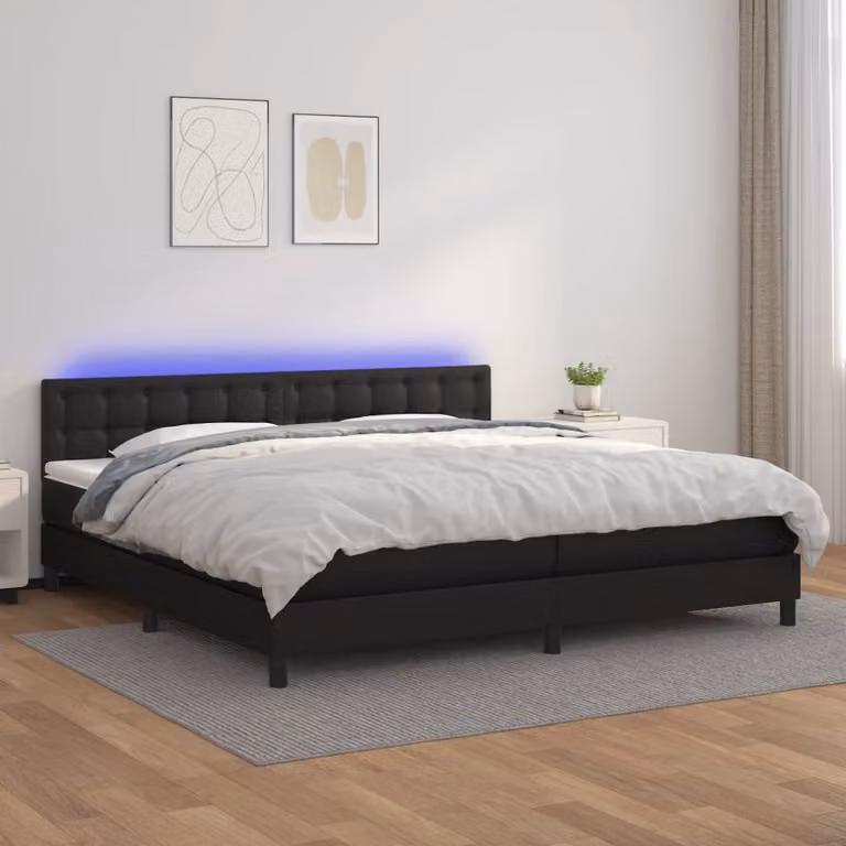 Maison Exclusive - Giroletto a Molle con Materasso e LED Nero 200x200cm Pelle finta