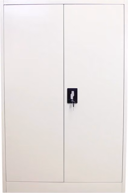 Armadietto Grigio Chiaro Alto 140cm in Acciaio per Casa e Ufficio con 3 Ripiani