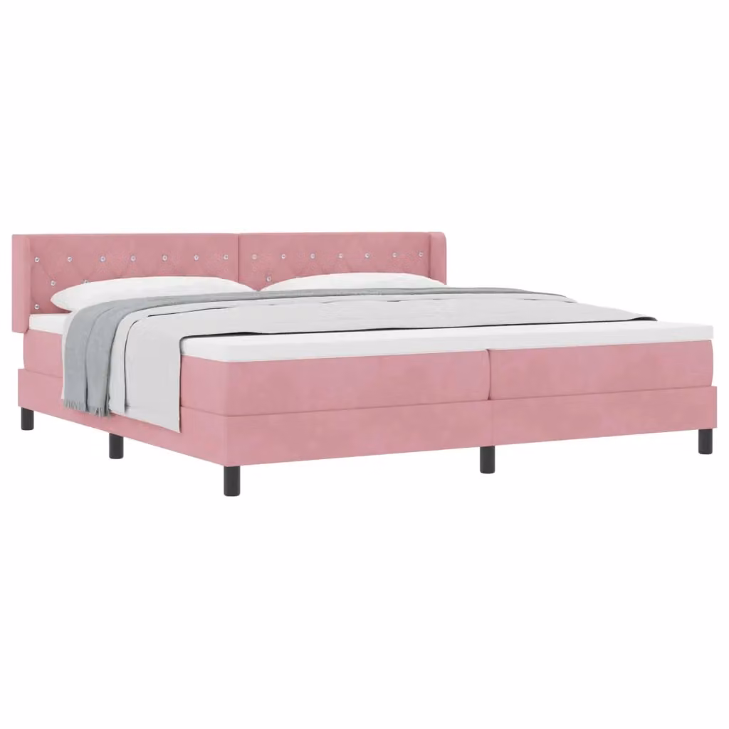 Letto ibrido con materasso e testiera vidaXL in velluto rosa L/P/H: 200 x 200 x 28 cm – 2
