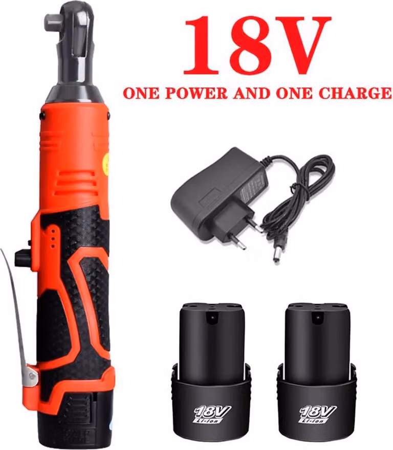 Avvitatore angolare a batteria da 9,5 mm - Avvitatore a impulsi - Coppia di 60 Nm - Ricaricabile - 2 batterie - Colore: rosso