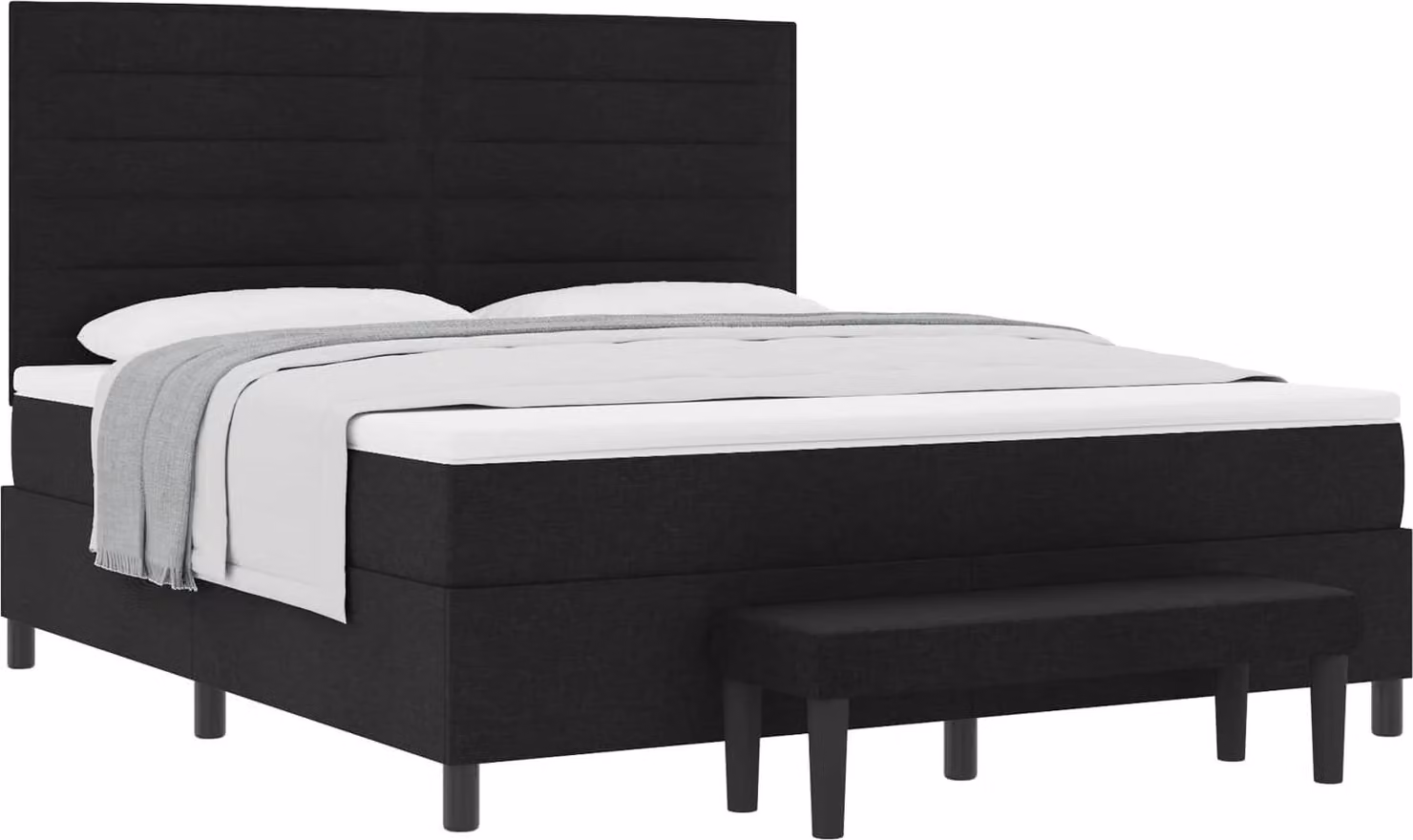 Letto a molle con testiera Nero 180 x 200 cm Tessuto