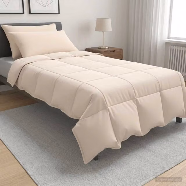 Set di 2 piumoni vidaXL per tutte le stagioni in cotone e kapok, beige, L/P/H: 140 x 220 cm – 1