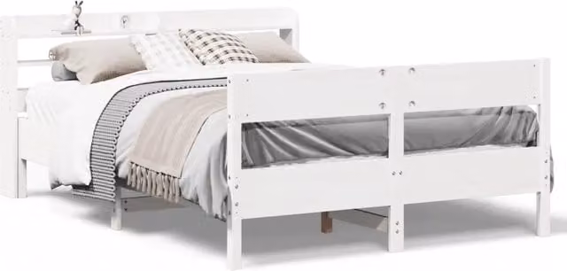 Letto matrimoniale | Letto per adulti | Letto senza Materasso Bianco 160x200 cm Legno Massello di Pino