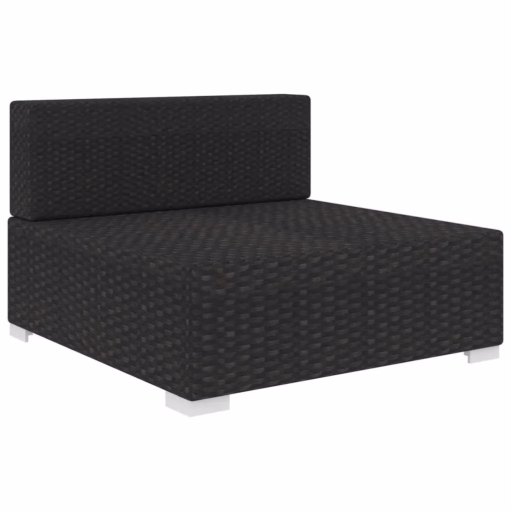 Sedia da giardino modulare in polyrattan nero con cuscini e struttura in metallo design moderno – 2
