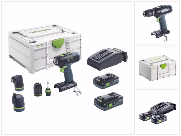 Festool T 18+3 HPC 4,0 I-Set Avvitatore a batteria 18 V 50 Nm Brushless ( 576989 ) + 2x batteria 4,0 Ah + caricabatteria + accessorio eccentrico + accessorio angolare + Systainer