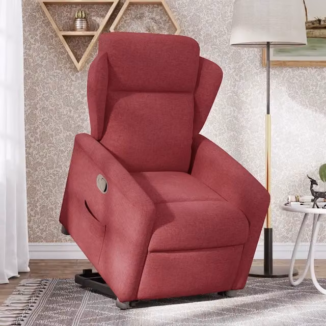 Poltrona Alzapersona Reclinabile Rosso Vino in Tessuto 3303137