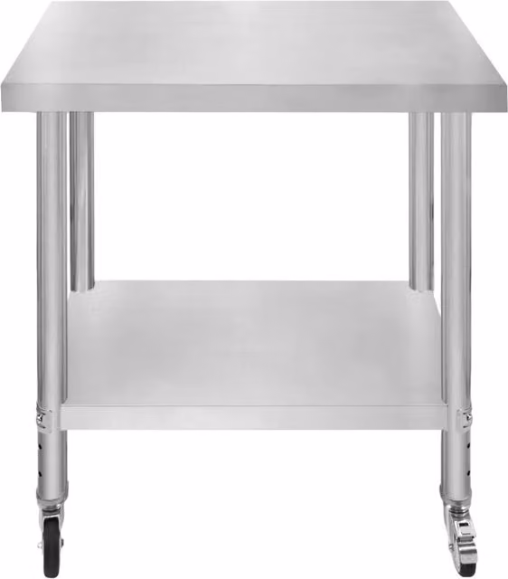 Banco di lavoro per ristorazione MONSTER SHOP in acciaio inox color argento con ruote e altezza regolabile L: 76 cm, P: 45 cm, H: 86 cm