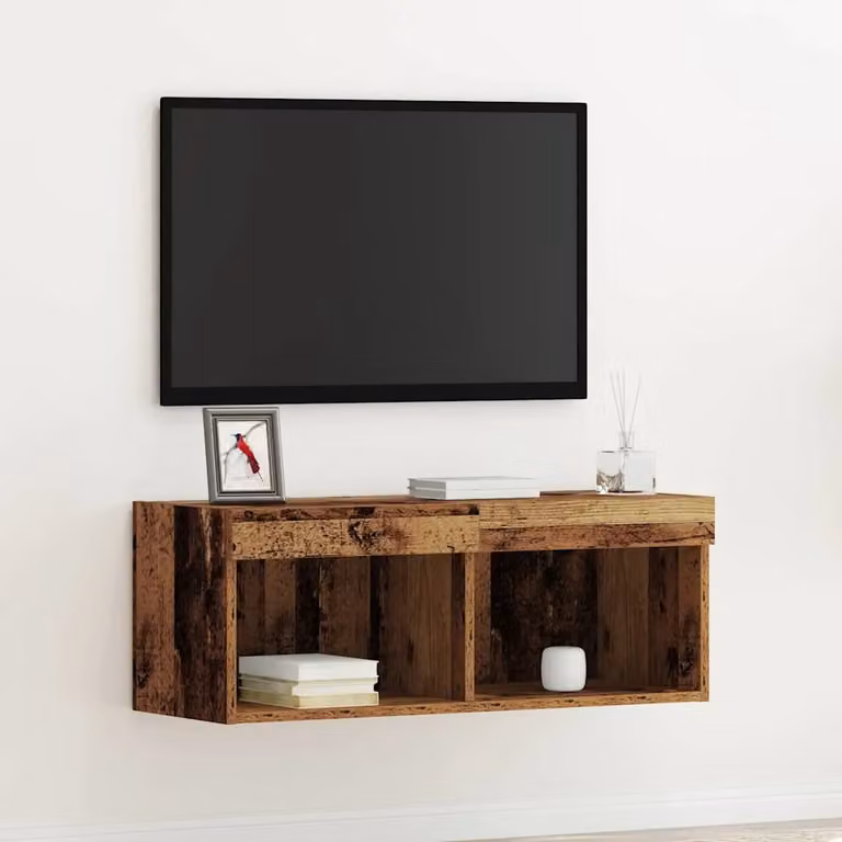 Set mobile TV moderno vidaXL in legno marrone con illuminazione integrata L/P/H: 80 x 30 x 30 cm