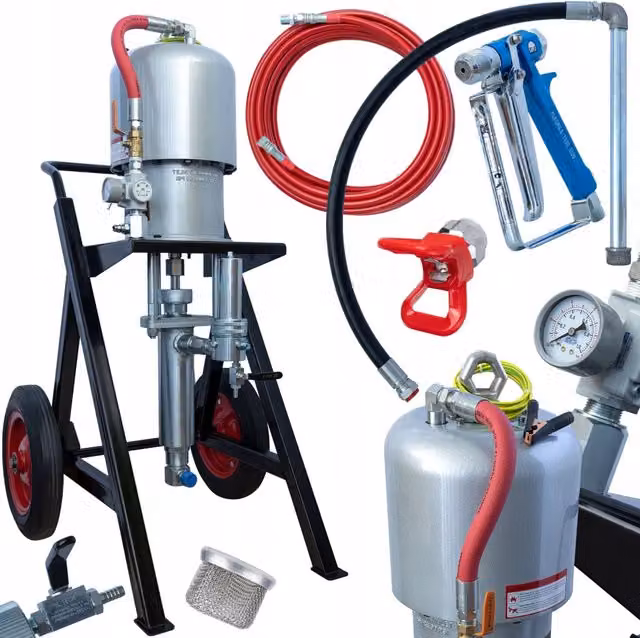 Pompa Airless Pneumatica Rosfix HeavyCoat HC45 in Acciaio Inox Color Argento, 315 Bar e 15,8 L/min per Vernici e Lacche – 1