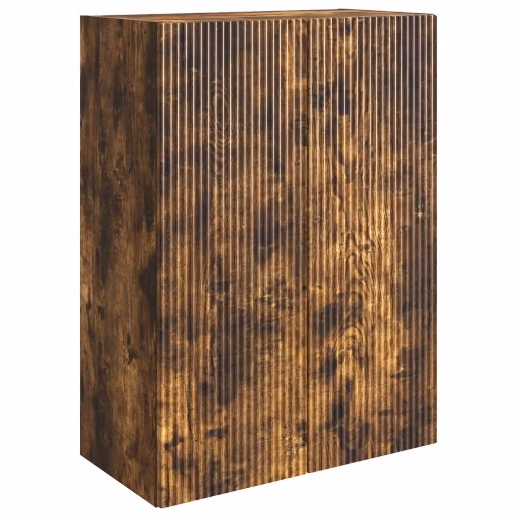 Armadietto a muro moderno DESIGN IN in rovere fumo marrone con ripiani interni e illuminazione integrata L: 66 cm, P: 34,5 cm, H: 90 cm – 2