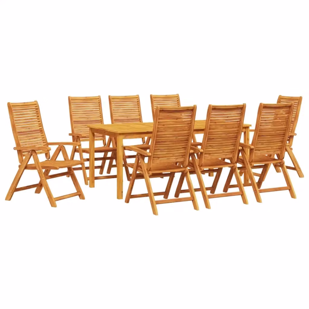 Set da pranzo per giardino e terrazzo vidaXL in legno di acacia marrone, 9 pezzi – 2
