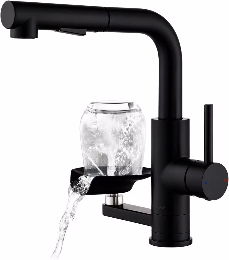 Miscelatore da bagno con doccetta estraibile, due rubinetti, realizzato in acciaio inossidabile 304, confezione singola, per lavabo