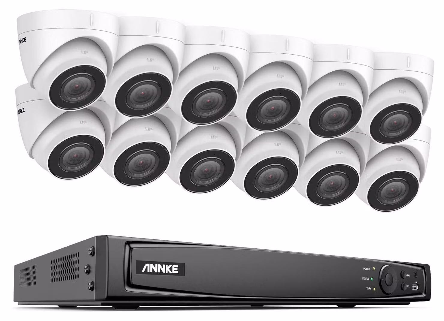 Kit di telecamere di sicurezza – 12 pezzi, 5MP – Sistema di telecamere IP – Visione notturna 30 metri – Resistente agli agenti atmosferici