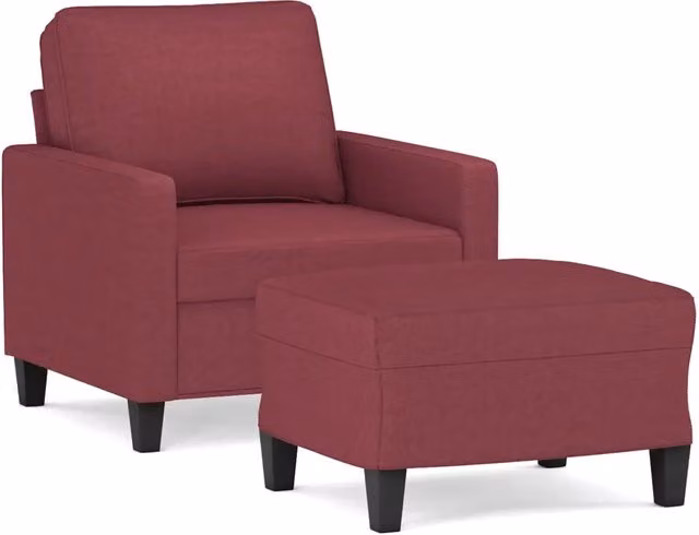 Poltrona | Sedia Relax con Poggiapiedi Rosso Vino 60 cm in Tessuto