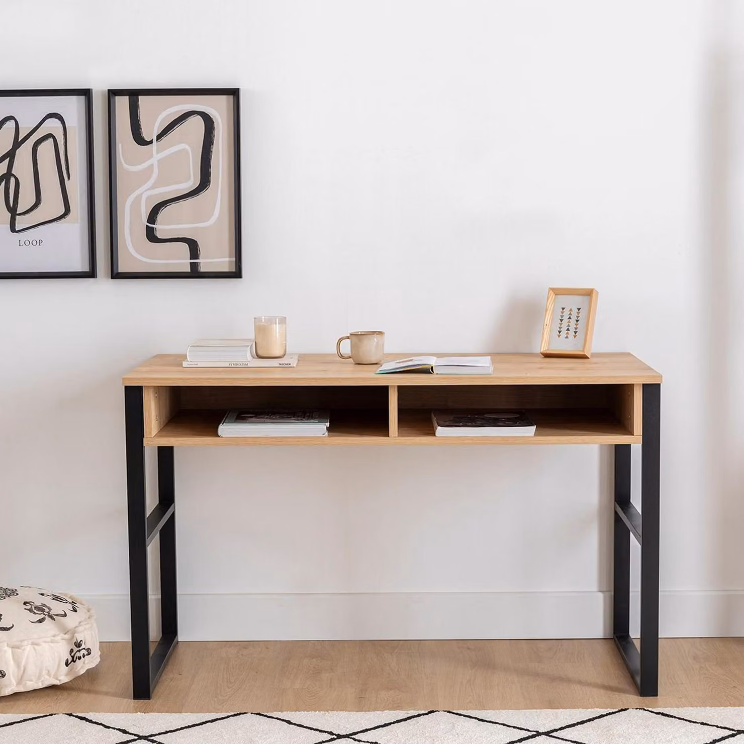 Samo - Scrivania, 120x60x72h cm Marrone Rovere, 3 Ripiani