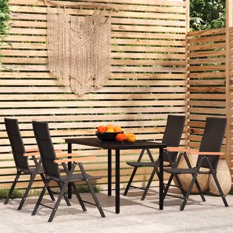 Maison Exclusive - Set da pranzo da giardino 5 pezzi nero