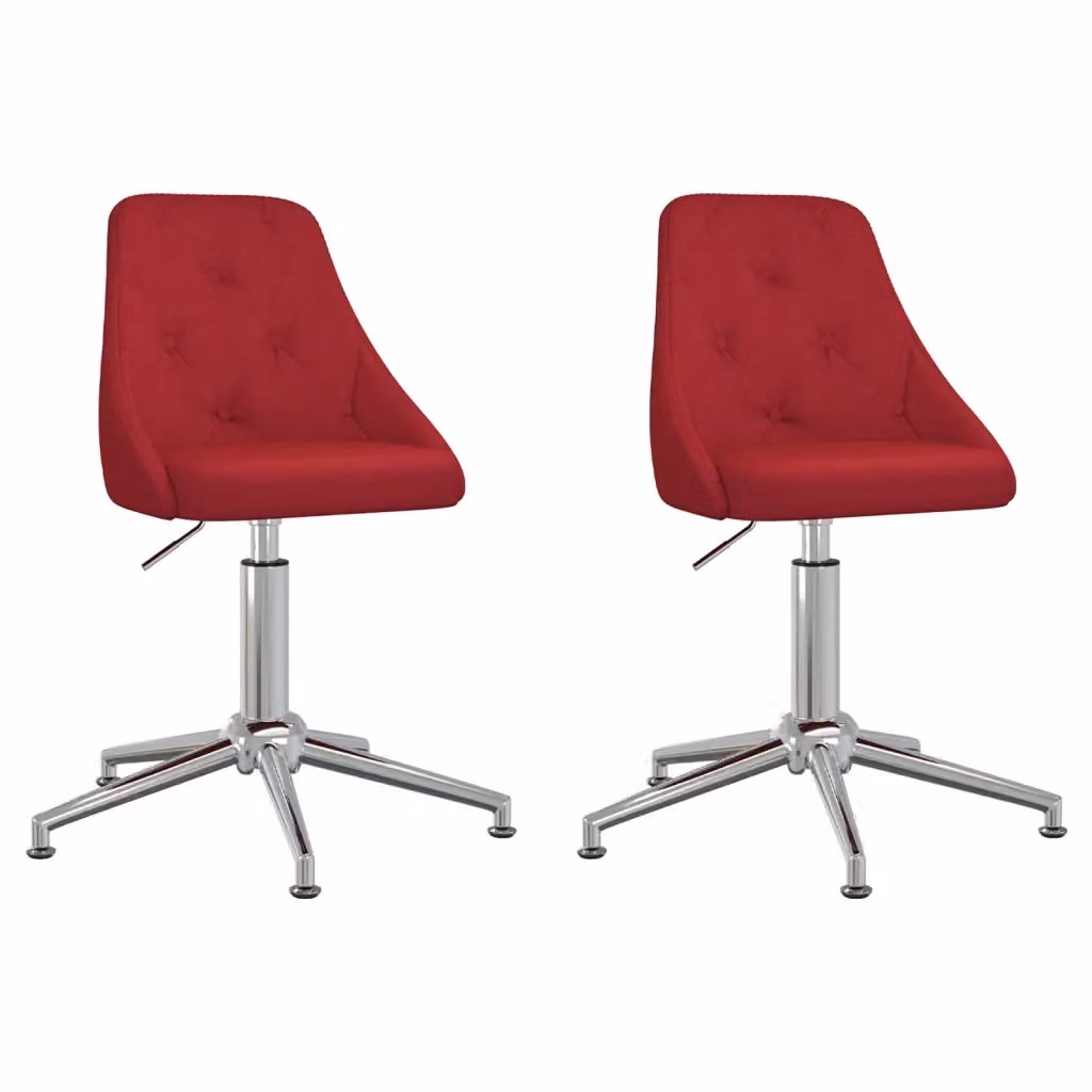 Set di 2 sedie da pranzo girevoli VIDAXL in tessuto rosso vino con altezza regolabile e ruote – 2