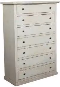 cassettiera settimino in legno Shabby chic bianco anticato 7 cassetti