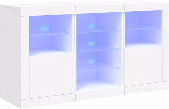 Credenza | Madia | Buffet da pranzo | Armadio da pranzo con Luci LED Bianca 123x37x67 cm