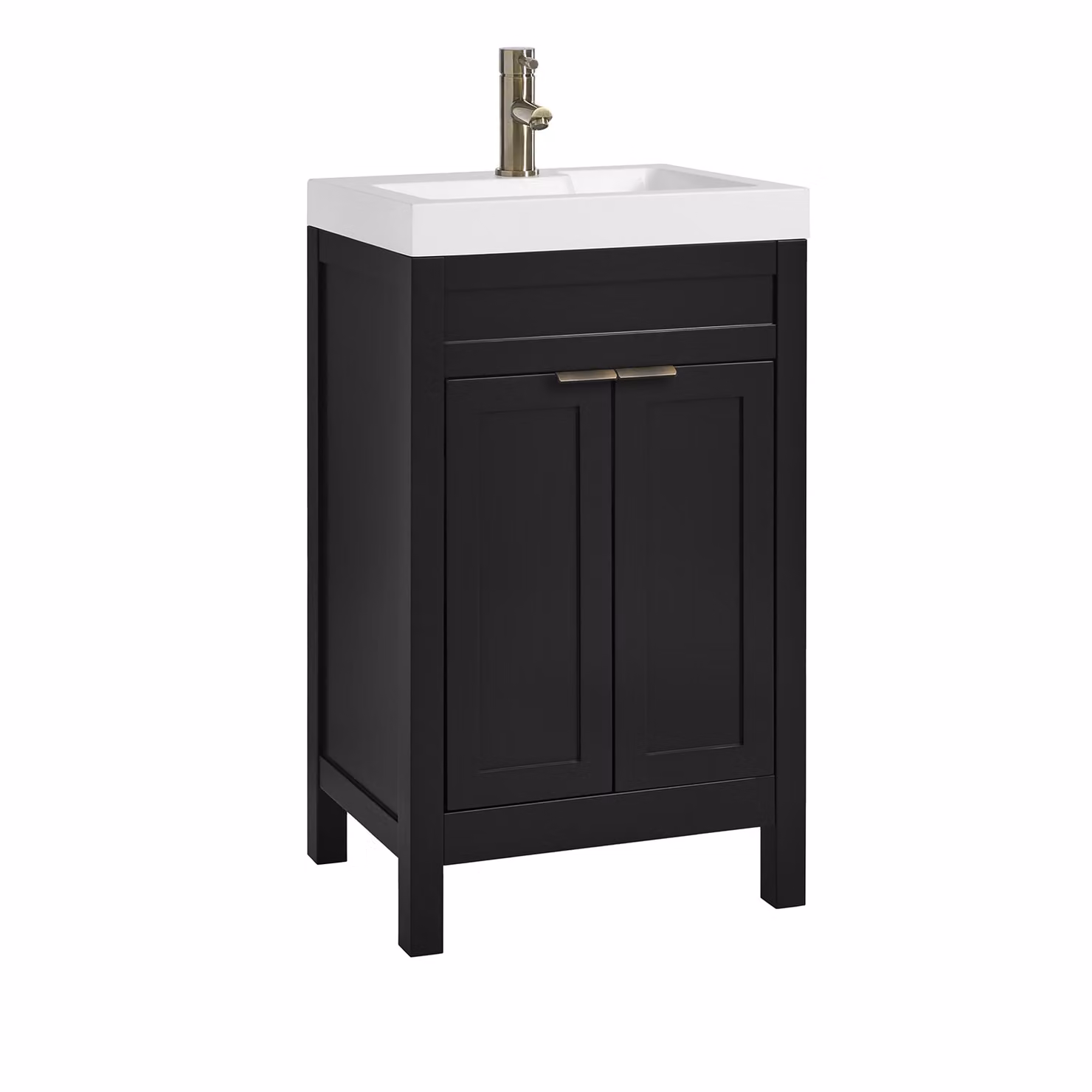 Mobile Bagno Grigio Nero da 500mm con Lavabo e Maniglia Moderna con Impugnatura a Dito in Ottone Spazzolato - Warwick