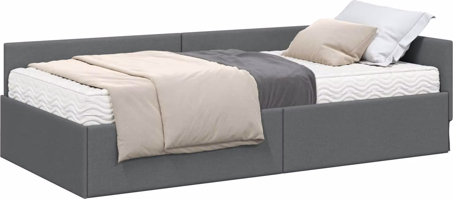 Struttura Letto Angolare con Materasso 2 pcs Grigio Tessuto
