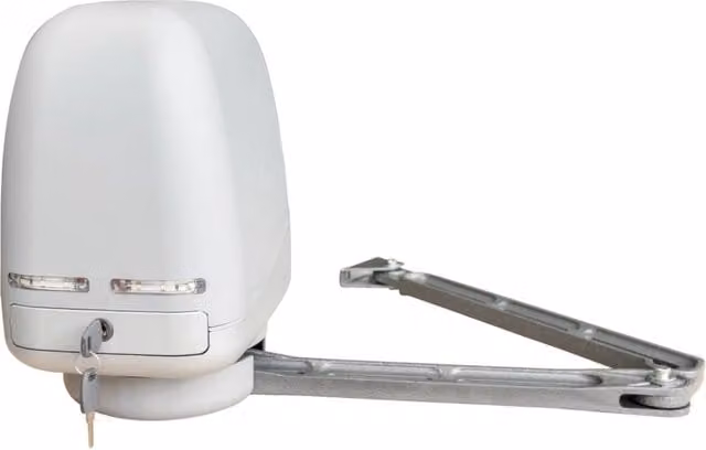 Operatore motore attuatore a braccio articolato snodato per cancello battente 24V BT in alluminio e acciaio grigio