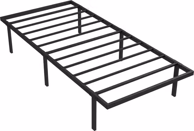 Telaio Letto HOMCOM in Metallo con Spazio di Stoccaggio, Nero, L: 200,5 cm, P: 91 cm, H: 35,5 cm