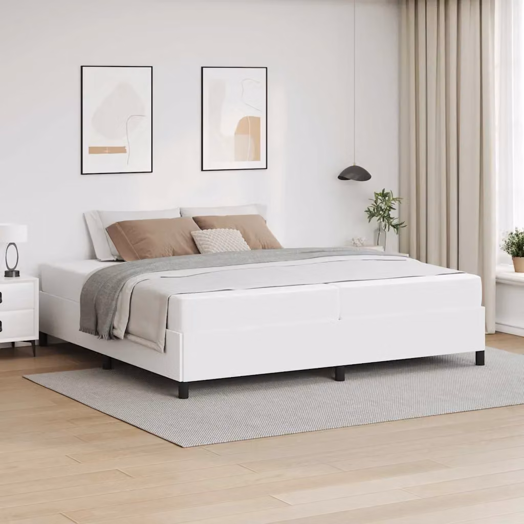 vidaXL Struttura letto con materasso in tessuto bianco L 200 x P 200 x H 203 cm – 1