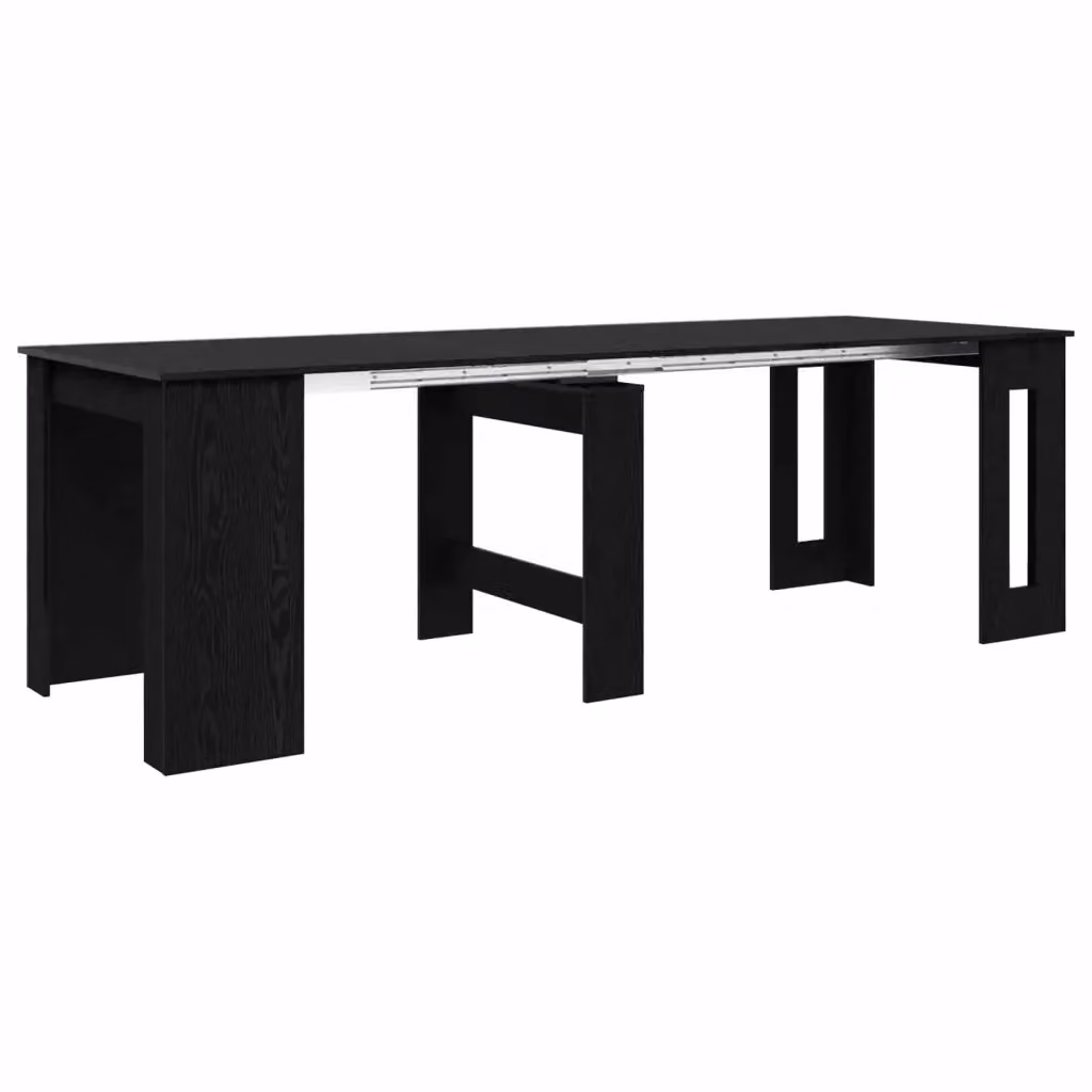 Tavolo da pranzo rettangolare estensibile vidaXL in legno MDF nero opaco L: 240 cm, P: 85 cm, H: 75 cm – 2