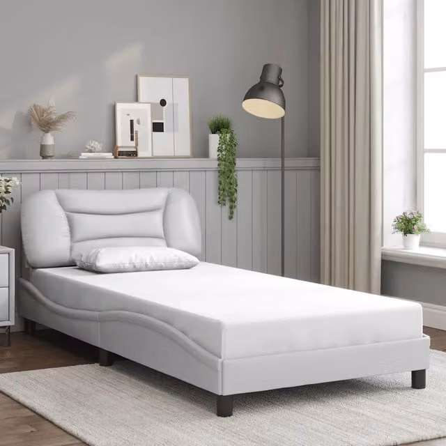 Giroletto senza Materasso-Struttura Letto Hvar Bianco 100x200 cm in Similpelle