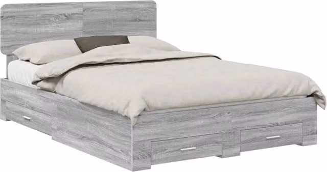 Letto matrimoniale | Letto per adulti | Struttura del letto con testiera Grigio Sonoma 140 x 200 cm