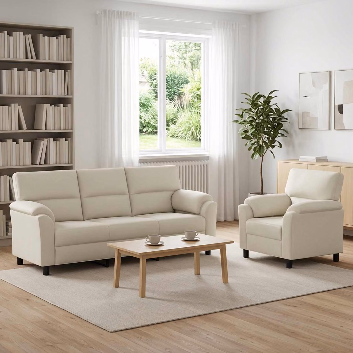 Set di 2 divani moderni vidaXL in velluto beige con struttura in metallo per il tuo soggiorno