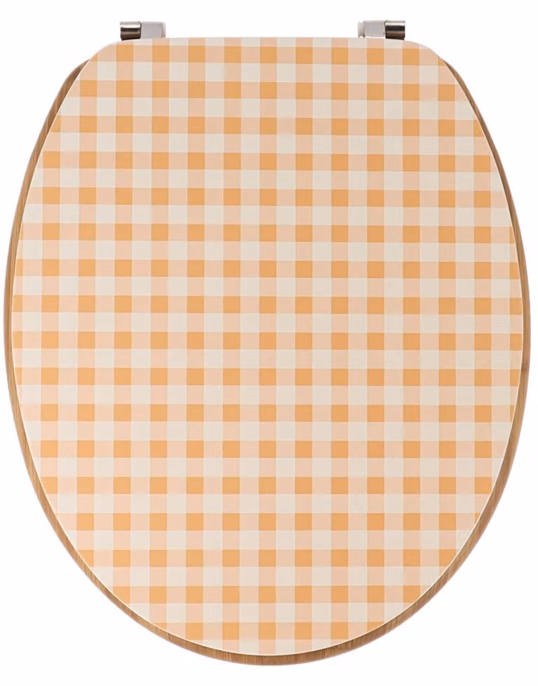 TENDANCE: Sedile per WC, copriwater, copriwc, 37 x 46 cm, dorato e bianco. Copriwater per bagno
