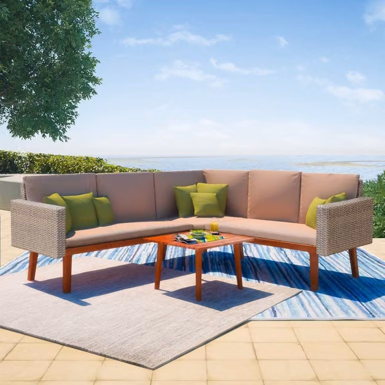 Maison Exclusive - Set da giardino da 4 pezzi con cuscini in polyrattan grigio