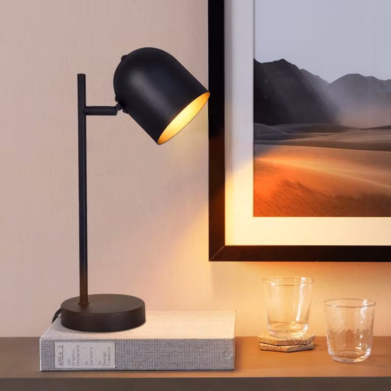ZMH lampada da tavolo vintage retrò: lampada da tavolo soggiorno industriale in metallo nero oro E14 rustico comodino con cavo lampada da letto per camera da letto - senza lampadina