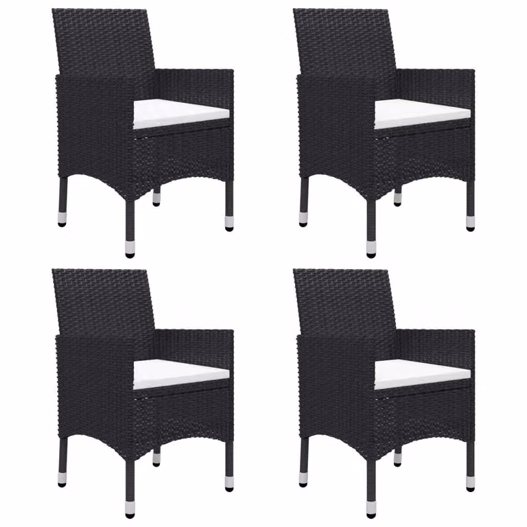 vidaXL Set da pranzo da giardino 5 pezzi nero