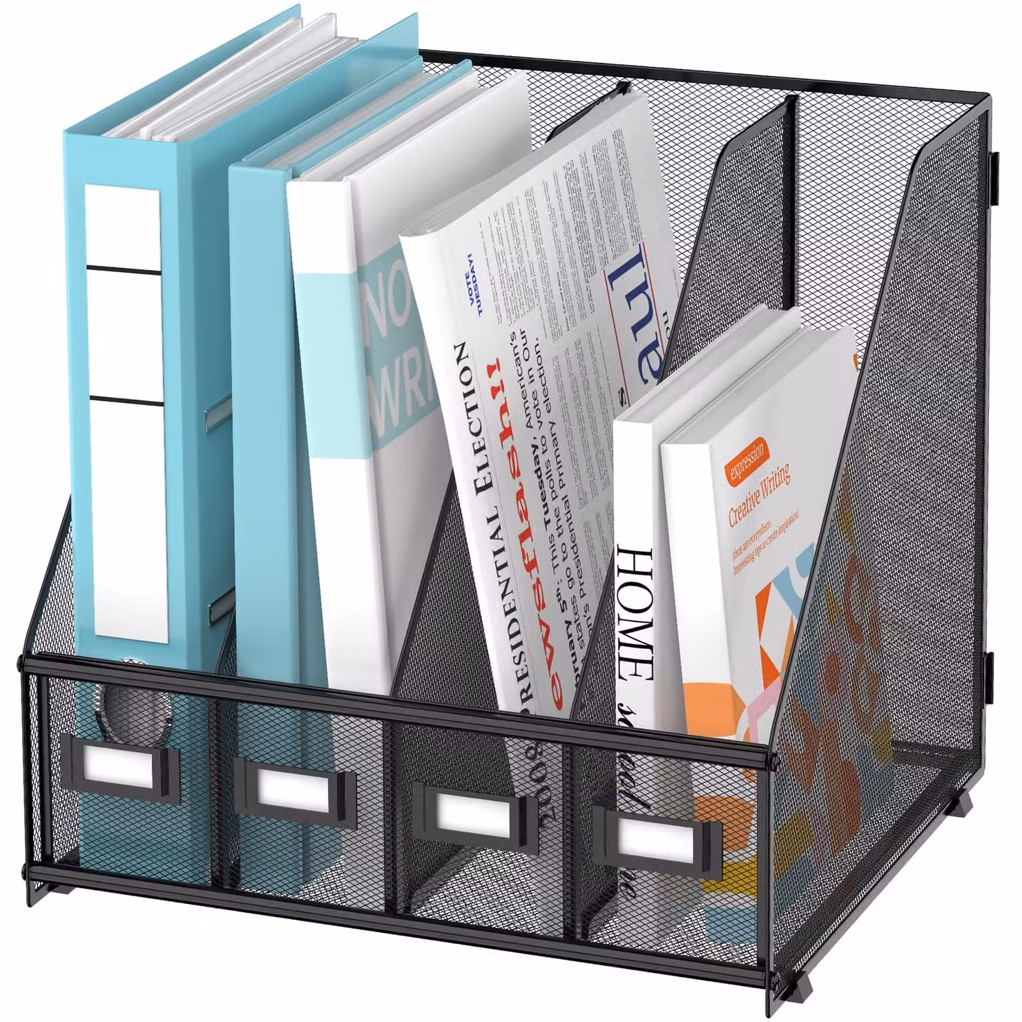 Organizzatore da scrivania in metallo con 4 scomparti