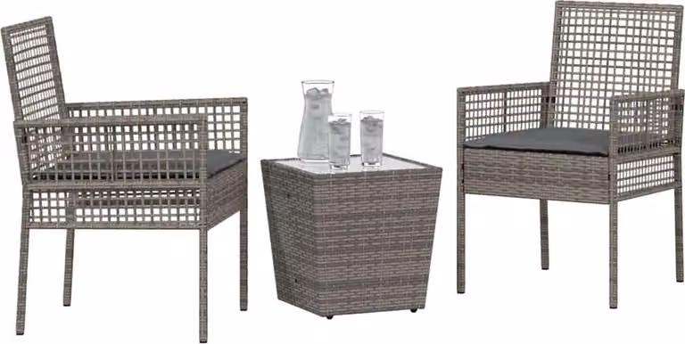 Set Bistro da Giardino 3 pcs Grigio polyrattan