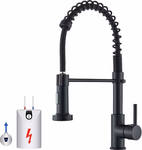 Cerchio di scarico per cucina a bassa pressione, rubinetto cucina flessibile con 2 modalità di installazione, 360° girevole, rubinetto da doccia staccabile per lavabo, colore nero