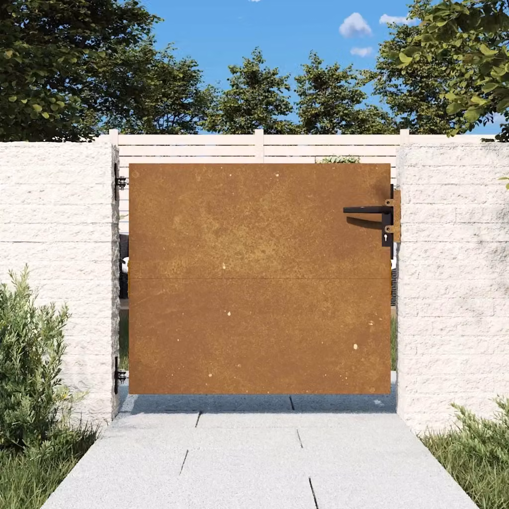 Cancello singolo da giardino in acciaio Corten marrone CFW8680428 L: 85 cm, H: 75 cm – 2