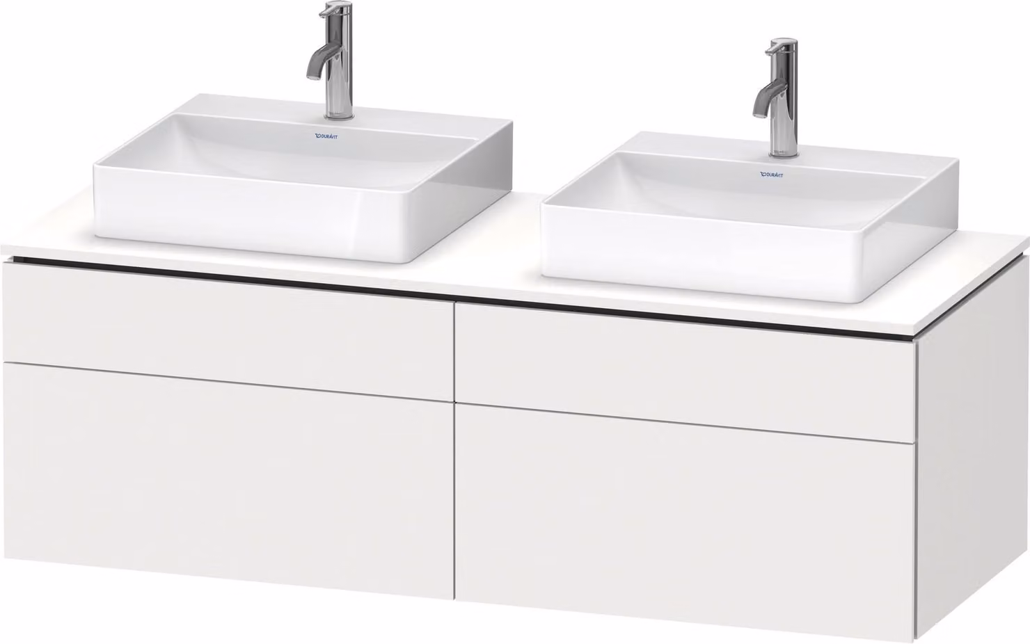 Duravit L-Cube Meuble sous-lavabo en console suspendu, avec plan de toilette en console, 4 tiroirs, pour deux vasques, 1420x482x550mm, LC4872B18180000, LC4872B18180000
